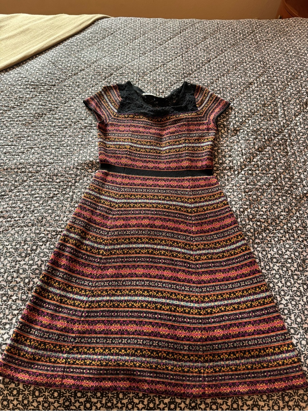 Wool blend dress with lace detail from Anthropology. Size S